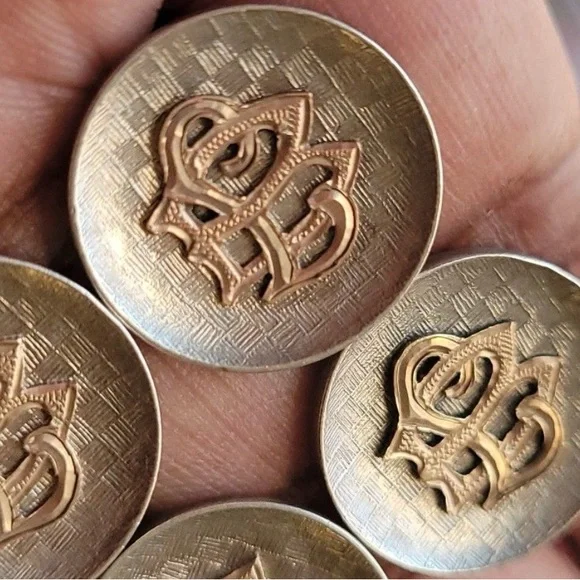 Estate! Sterling Silver & 10kt Gold Buttons - Picture 2 of 12